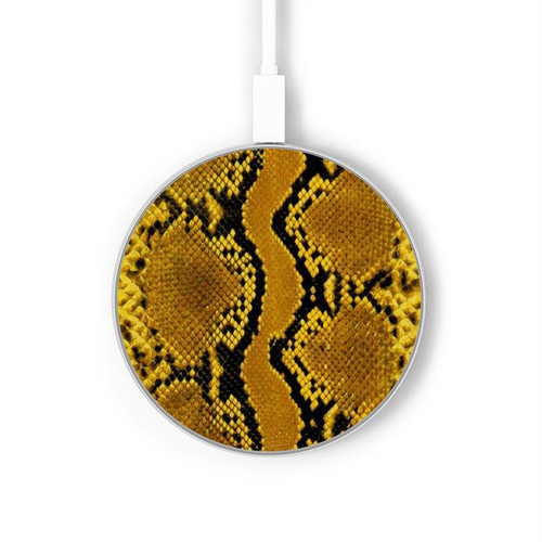 S3365 Python Imprimer Jaune graphique Peau Chargeur sans fil 15W Type-C iPhone Android Station de charge à lumière LED