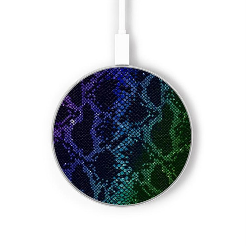S3366 Arc en ciel Python graphique Imprimer Peau Chargeur sans fil 15W Type-C iPhone Android Station de charge à lumière LED