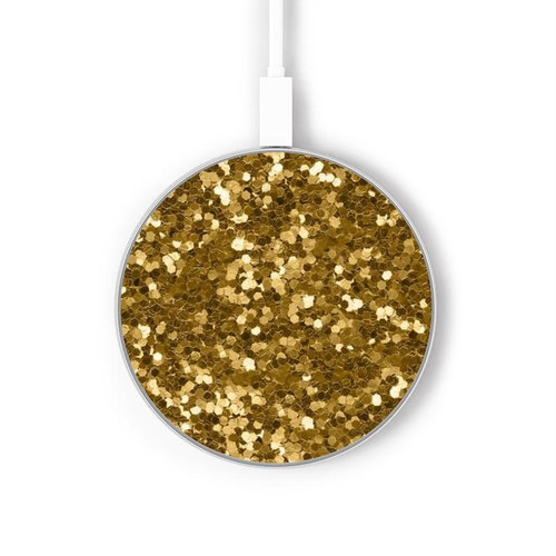S3388 Imprimer or Glitter Graphic Chargeur sans fil 15W Type-C iPhone Android Station de charge à lumière LED