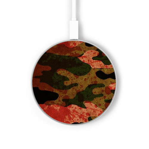 S3393 Camouflage sang Splatter Chargeur sans fil 15W Type-C iPhone Android Station de charge à lumière LED