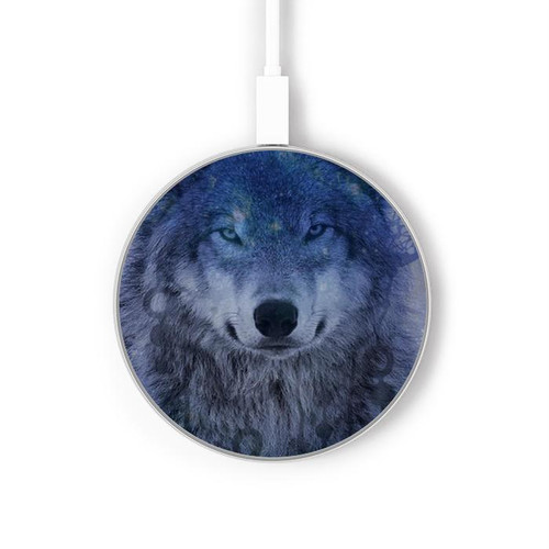 S3410 Loup Dream Catcher Chargeur sans fil 15W Type-C iPhone Android Station de charge à lumière LED