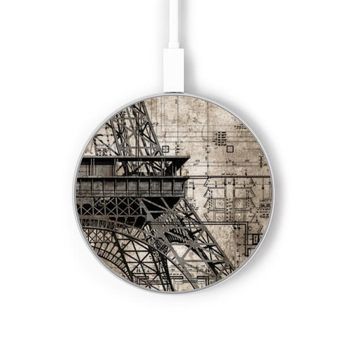 S3416 Plan Tour Eiffel Chargeur sans fil 15W Type-C iPhone Android Station de charge à lumière LED