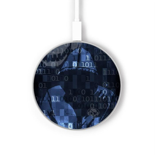 S3431 Numérique Cyber ​​code Hacker Chargeur sans fil 15W Type-C iPhone Android Station de charge à lumière LED