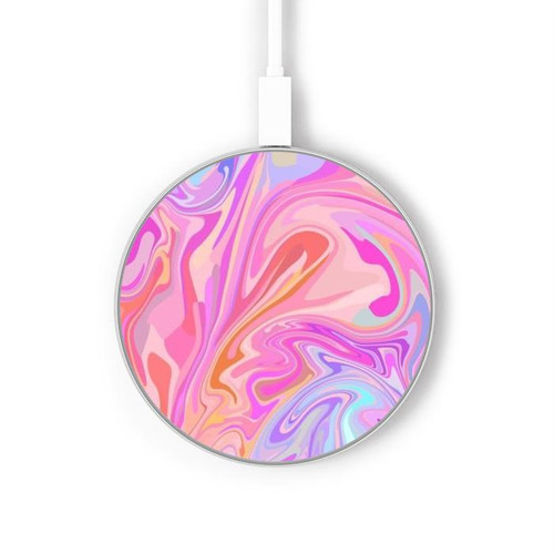 S3444 Art numérique liquide coloré Chargeur sans fil 15W Type-C iPhone Android Station de charge à lumière LED