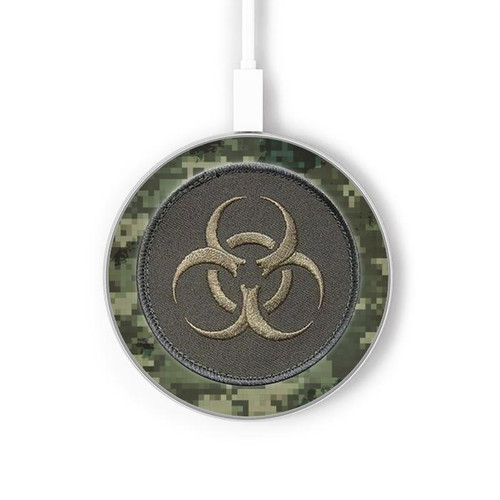 S3468 Biohazard Zombie Hunter Graphic Chargeur sans fil 15W Type-C iPhone Android Station de charge à lumière LED