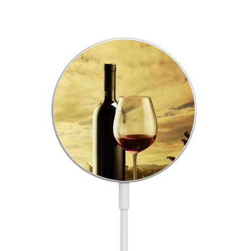 S2042 Raisin Vignoble Raisins Bouteille Rouge Vin Chargeur magnétique sans fil avec MagSafe 15W pour iPhone 16 15 14 13 12