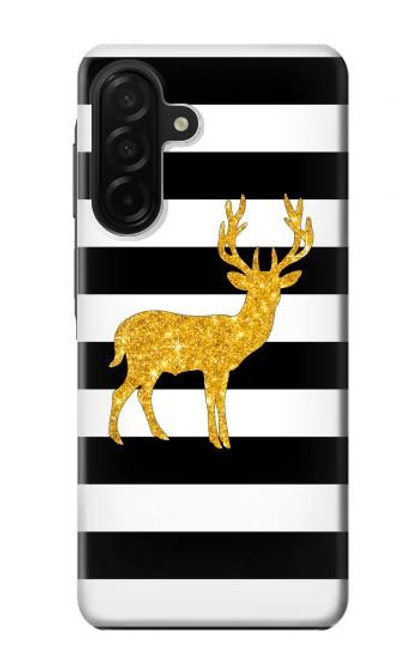 S2794 Noir et blanc rayé cerf d'or Sparkles Etui Coque Housse pour Samsung Galaxy A26