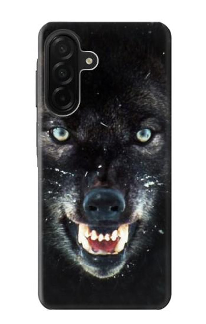 S2823 Noir Loup Bleu Yeux Visage Etui Coque Housse pour Samsung Galaxy A26