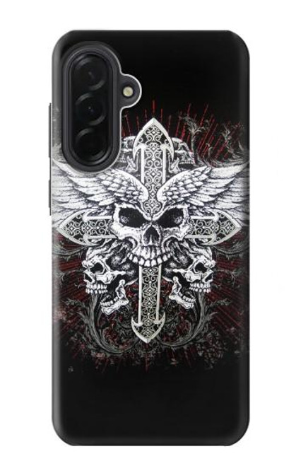 S1434 Crâne Tatouage Motard Aile Etui Coque Housse pour Samsung Galaxy A36