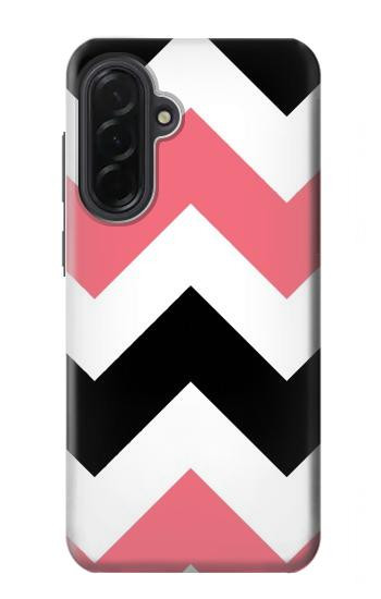 S1849 Rose Noir Chevron Zigzag Etui Coque Housse pour Samsung Galaxy A36