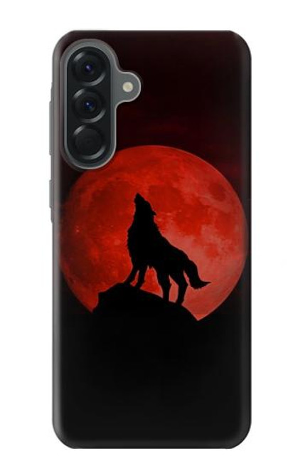 S2955 Loup Hurlant Rouge Lune Etui Coque Housse pour Samsung Galaxy A56