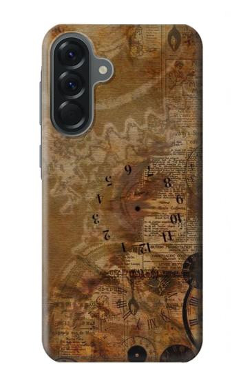 S3456 Papier Steampunk Horloge millésimé Etui Coque Housse pour Samsung Galaxy A56