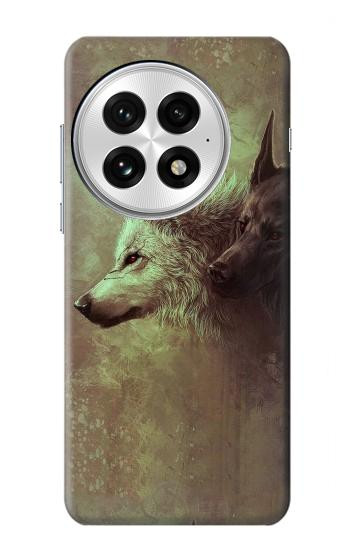 S0931 Loup Blanc Noir Etui Coque Housse pour OnePlus 13