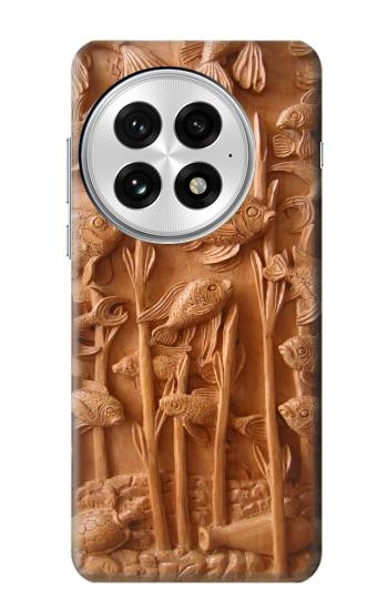 S1307 Poissons Sculpture sur bois imprimé graphique Etui Coque Housse pour OnePlus 13