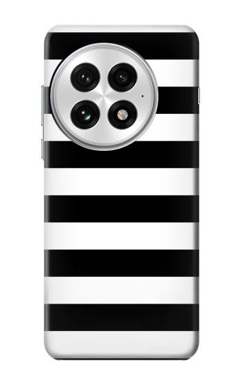 S1596 Noir et blanc rayé Etui Coque Housse pour OnePlus 13