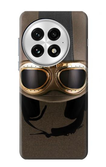 S2645 Lunettes millésimé Casque de moto marron Etui Coque Housse pour OnePlus 13