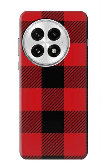 S2931 Rouge Buffle motif de vérification Etui Coque Housse pour OnePlus 13