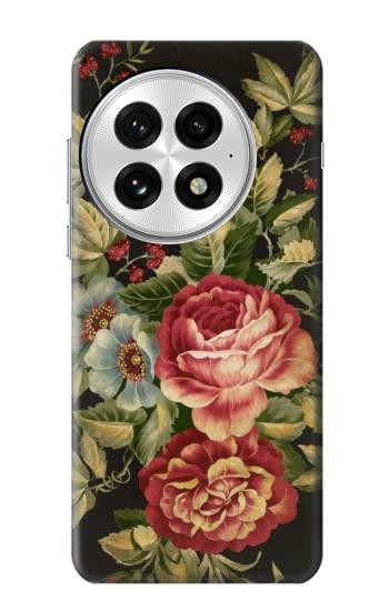 S3013 Roses Antique Millésime Etui Coque Housse pour OnePlus 13