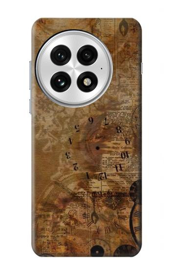 S3456 Papier Steampunk Horloge millésimé Etui Coque Housse pour OnePlus 13
