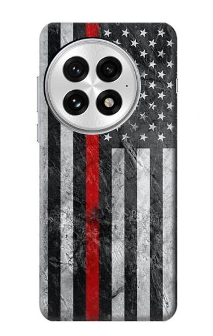 S3687 Drapeau américain de pompier mince ligne rouge Etui Coque Housse pour OnePlus 13