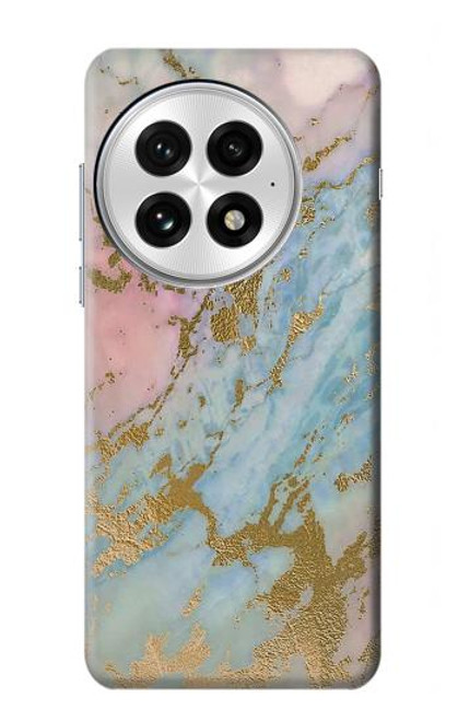 S3717 Imprimé graphique en marbre bleu pastel or rose Etui Coque Housse pour OnePlus 13