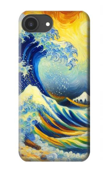 S4005 Peinture à l'huile Grandes vagues Etui Coque Housse pour iPhone 16e, 17e