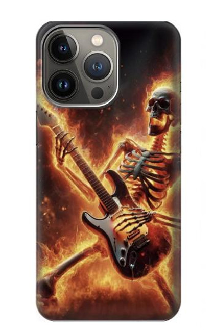 S3984 Squelette de feu jouant de la guitare Etui Coque Housse pour iPhone 14 Pro