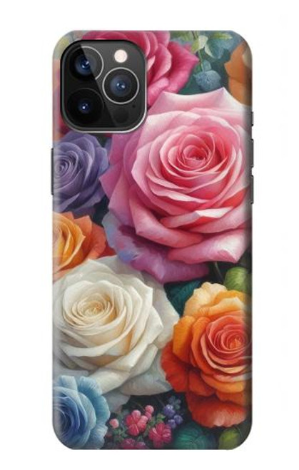 S3975 Peinture de roses colorées Etui Coque Housse pour iPhone 12, iPhone 12 Pro