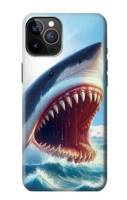 S4004 Peinture à l'huile Requin géant Etui Coque Housse pour iPhone 12, iPhone 12 Pro