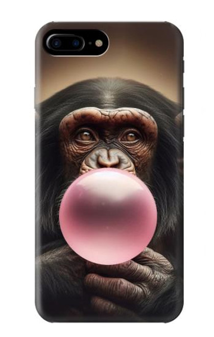 S3973 Chimpanzé soufflant du chewing-gum rose Etui Coque Housse pour iPhone 7 Plus, iPhone 8 Plus