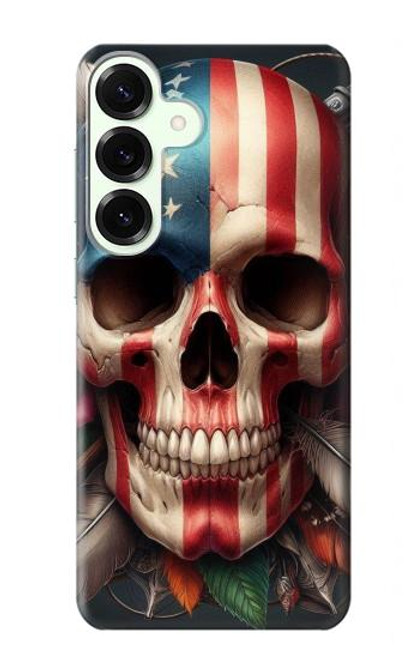 S4015 Drapeau américain de crâne Etui Coque Housse pour Samsung Galaxy S25 Plus