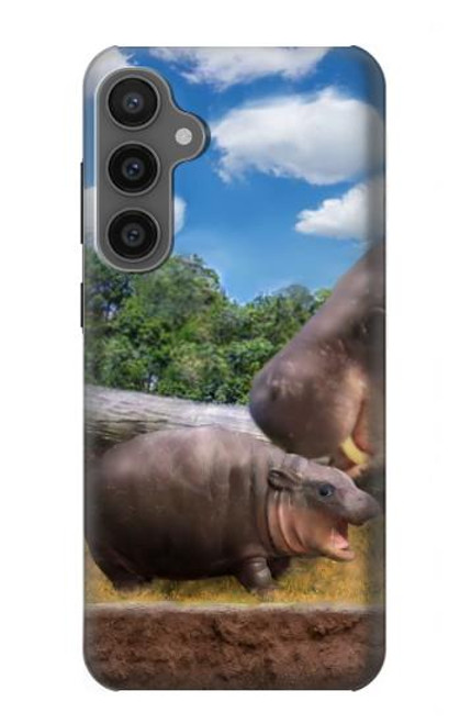 S4031 Bébé hippopotame Famille d'hippopotames Etui Coque Housse pour Samsung Galaxy S23 FE