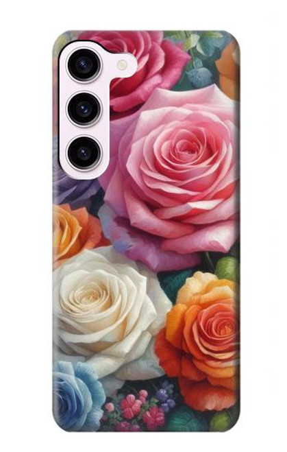 S3975 Peinture de roses colorées Etui Coque Housse pour Samsung Galaxy S23