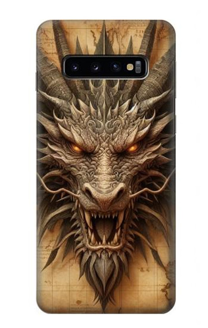 S3981 Vieille carte avec tête de dragon Etui Coque Housse pour Samsung Galaxy S10