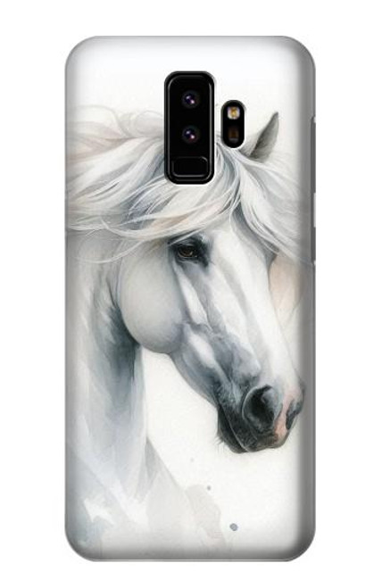 S4025 Peinture de cheval blanc Etui Coque Housse pour Samsung Galaxy S9