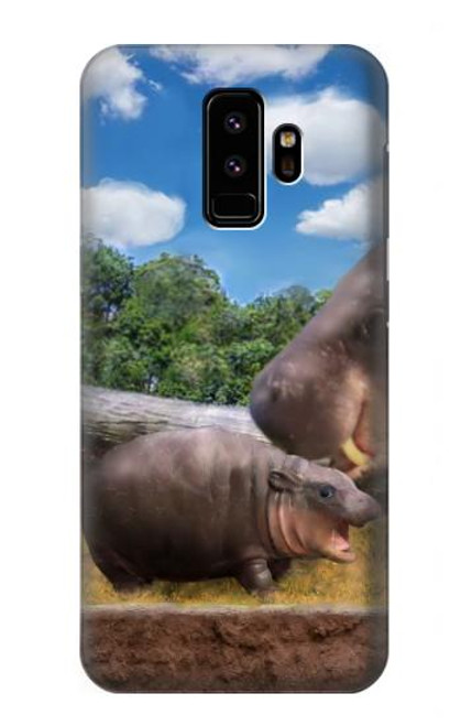S4031 Bébé hippopotame Famille d'hippopotames Etui Coque Housse pour Samsung Galaxy S9