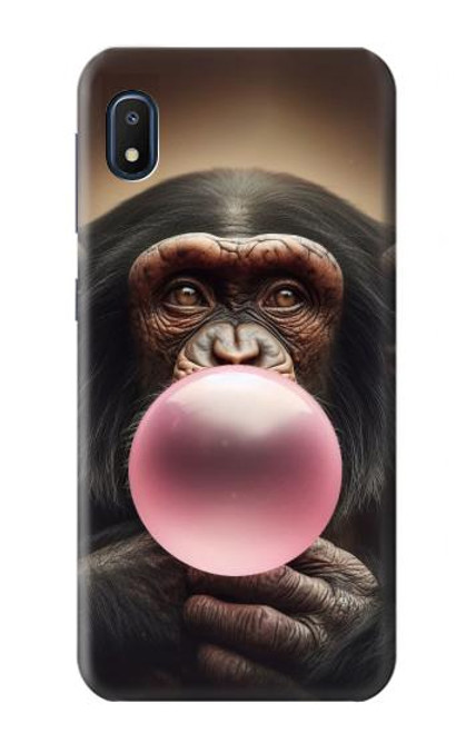 S3973 Chimpanzé soufflant du chewing-gum rose Etui Coque Housse pour Samsung Galaxy A10e