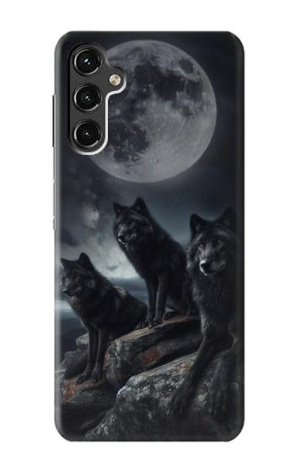 S3970 Pleine lune du loup noir Etui Coque Housse pour Samsung Galaxy A14 5G