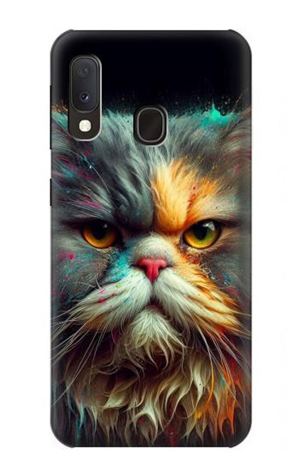 S3971 Chat peint en couleur Etui Coque Housse pour Samsung Galaxy A20e