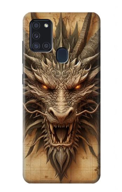 S3981 Vieille carte avec tête de dragon Etui Coque Housse pour Samsung Galaxy A21s