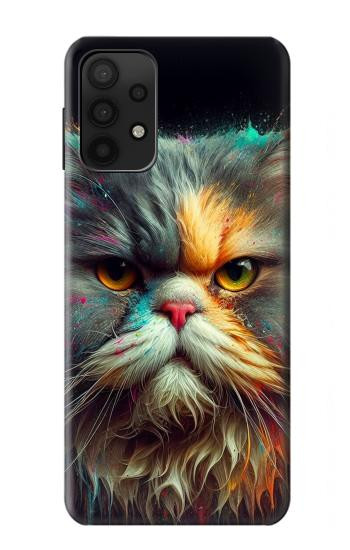 S3971 Chat peint en couleur Etui Coque Housse pour Samsung Galaxy A32 5G