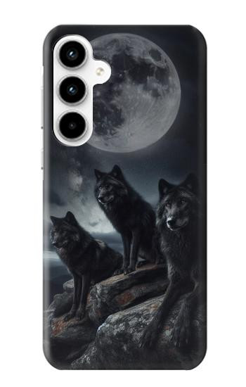 S3970 Pleine lune du loup noir Etui Coque Housse pour Samsung Galaxy A35 5G