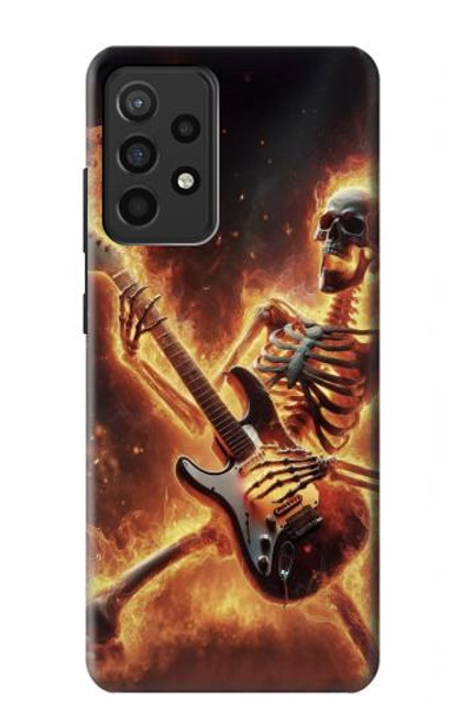 S3984 Squelette de feu jouant de la guitare Etui Coque Housse pour Samsung Galaxy A52, Galaxy A52 5G