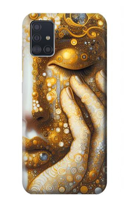 S4026 Femmes pleurant une larme dorée Etui Coque Housse pour Samsung Galaxy A51