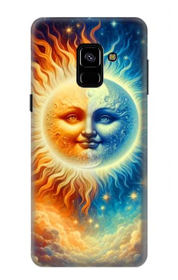 S3966 Soleil artistique et lune Etui Coque Housse pour Samsung Galaxy A8 (2018)