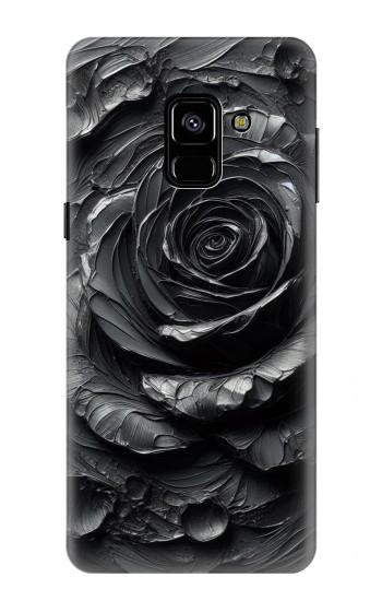 S3969 Rose noire, coup de pinceau dur Etui Coque Housse pour Samsung Galaxy A8 (2018)