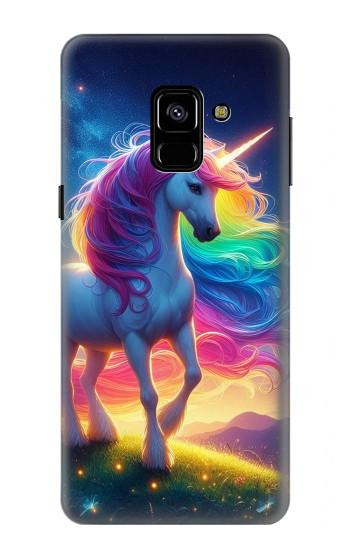 S3977 Licorne colorée Etui Coque Housse pour Samsung Galaxy A8 (2018)
