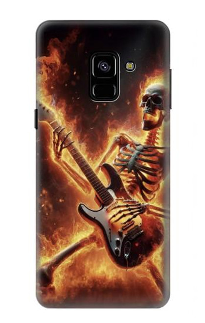 S3984 Squelette de feu jouant de la guitare Etui Coque Housse pour Samsung Galaxy A8 (2018)