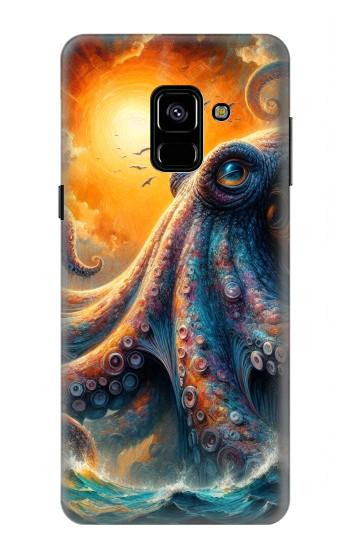 S4003 Peinture à l'huile géante Pieuvre Etui Coque Housse pour Samsung Galaxy A8 (2018)