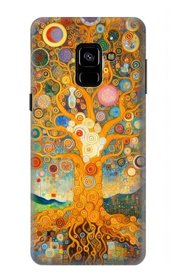 S4007 Peinture Arbre de vie Etui Coque Housse pour Samsung Galaxy A8 (2018)